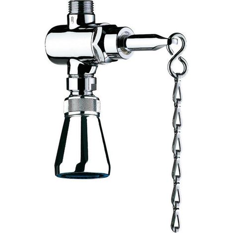 Delabie – Pomme de douche à chaîne temporisée – Débit 9 l/min à 3 bar – Corps en laiton massif chromé – Pommeau orientable antitartre