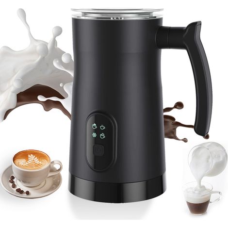 FG-M09 Montalatte elettrico 4 in 1, con funzione di riscaldamento e schiumatura, silenzioso, capacità 350 ml, in acciaio inox nero. (1/5)