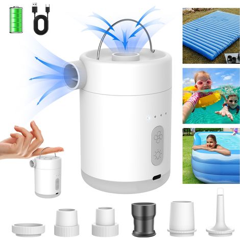 Gonfleur Électrique Rechargeable, avec 5 Buses pour Matelas Gonflable, Piscine, Bouée (1/5)