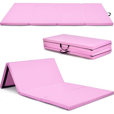 Tapis de gymnastique pliable 240 x 116 x 5 cm avec portabilité et confort en epe rose
