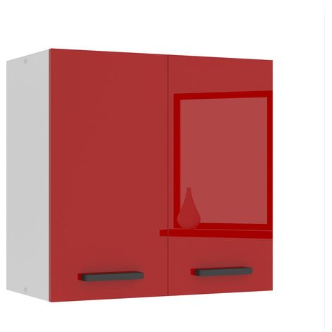 BELINI Meuble Haut Cuisine SG2-60 I Meubles de Cuisine - Mural, Rangements, 2 Portes I Taille: 29,6 x 60 x 58 cm I Armoire Murale avec Poignée en Métal I Couleur: Rouge très Brillant (1/5)