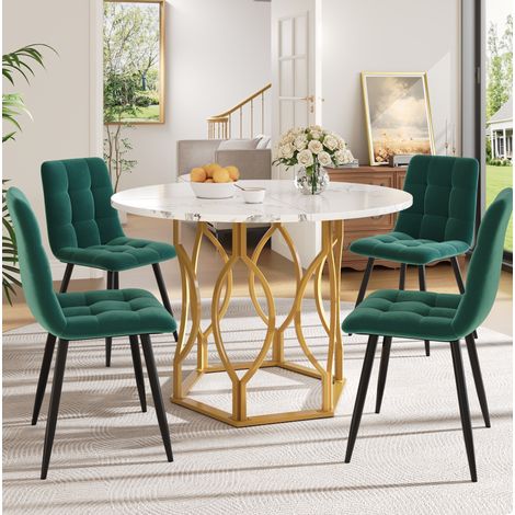 tavolo pranzo 100 cm set con 4 sedie effetto marmo OKMYHOME (1/5)