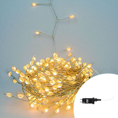 Stringa 9 metri da 300 Led Mini Millepiedi Bianco Caldo con cavo argento e autospegnimento Wisdom (1/3)