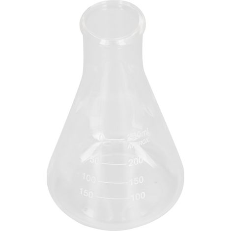 Erlenmeyerkolben mit schmalem Hals aus dickwandigem Borosilikatglas für Laborchemie, 250 ml (1/5)