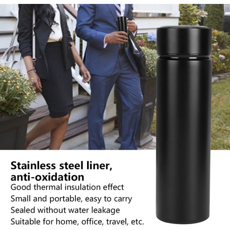 Gourde isotherme en acier inoxydable 500ml, design moderne et sobre, idéale pour la maison ou le bureau - Noir mat (1/5)