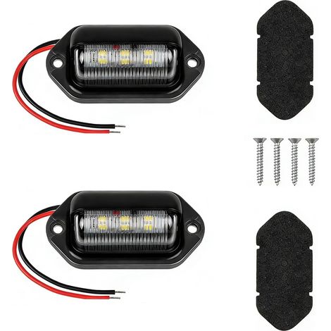 2 Pièces Feux de Plaque, 6SMD LED, Étanche IP67, 12V/24V, pour Camions, Motos, Remorques (1/5)