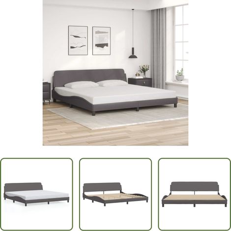 Kunstlederbett - Bettgestell "Dover" Grau 200x200 cm Kunstleder (1/5)