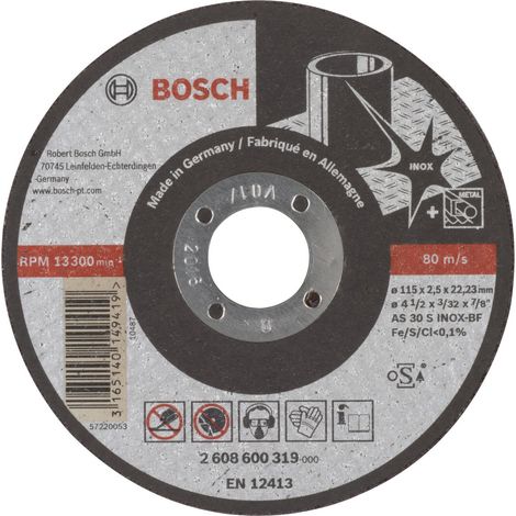 Bosch Disque à tronçonner droit Expert for Inox AS 30 S INOX BF 115 mm 22,23 mm 2,5 mm - 2608600319