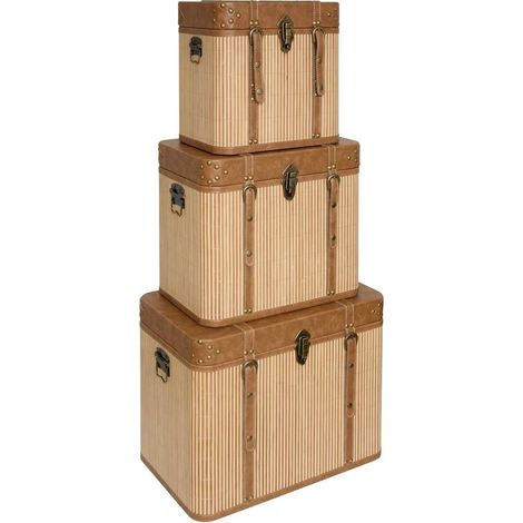 Lot de 3 Malles de Rangement "Sylia" 56cm Naturel (1/5)