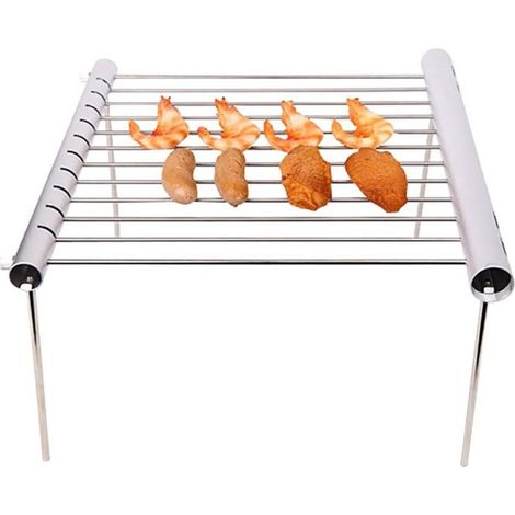 Barbecue Grilles, Barbecue En Acier Inoxydable Barbecue Portable Camping Barbecue Grill Pliable Compact Camping Grill pour Camping, Randonnée, Pique-nique-Fei Yu