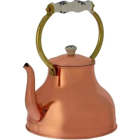 Bouilloire à eau, Théière en cuivre avec poignée en porcelaine, 1,5L - Design classique pour un plaisir de thé parfait, chauffage rapide et efficace