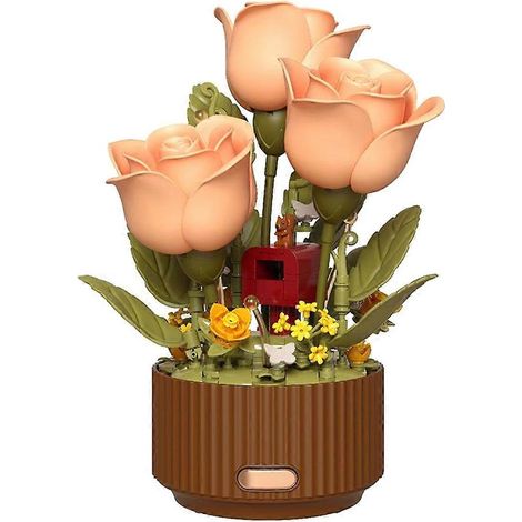 Bouquet de fleurs en bois dynamique, modèle à pétales auto-épanouis, effets lumineux magiques et d'aromathérapie (1/5)