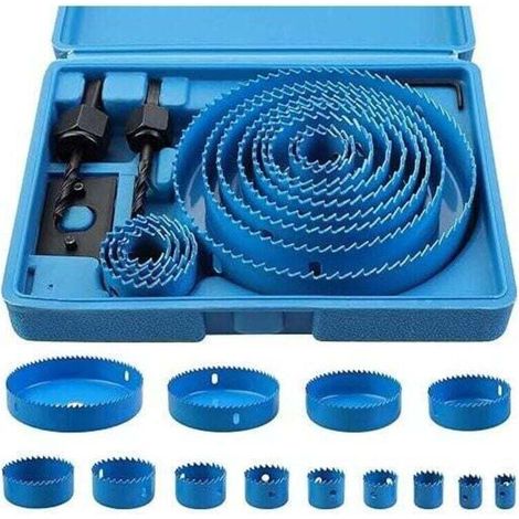 Scie cloche et trépan,17 Pcs Kit Scies Cloches bi-métal en Acier Carbone 19-127mm Scie Cloche Coffret pour Bois, Plaque de Plâtre et Plaques de Plâtre