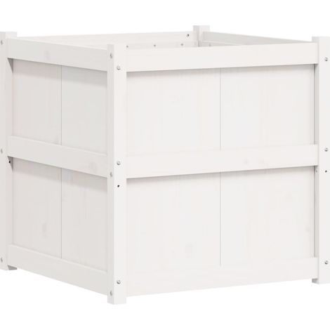 Vassoio per fioriera aiuola rialzata piante fiori terrazza giardino 70 x 70 x 70 cm legno di pino massiccio bianco 020037834