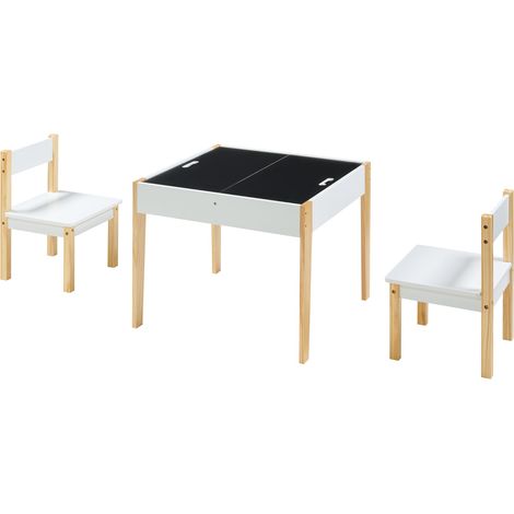 Ensemble de table et 2 chaises pour enfants naturel blanc noir (1/5)