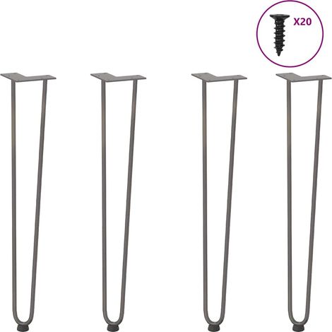 Haarnadelbeine für Konsolentische 4 Stk. Naturstahl 72 cm Massivstahl
