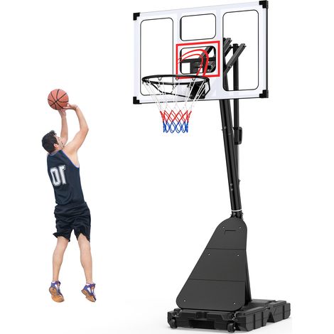 Panier de Basketball Réglable en Hauteur, Support de Basket à Roulettes, Base Robuste Remplissable, Panneau Arrière Incassable, Plaque de Rebond (1/5)