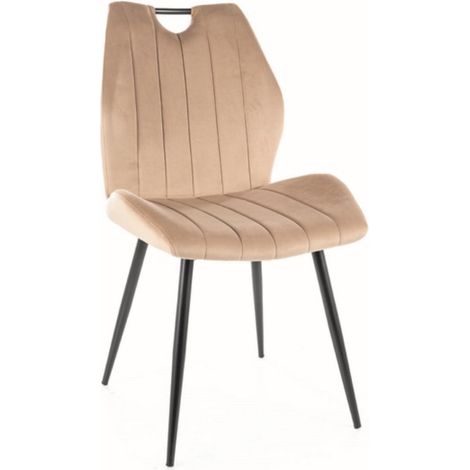 Chaise design métal noir et velours beige Tunny (1/5)
