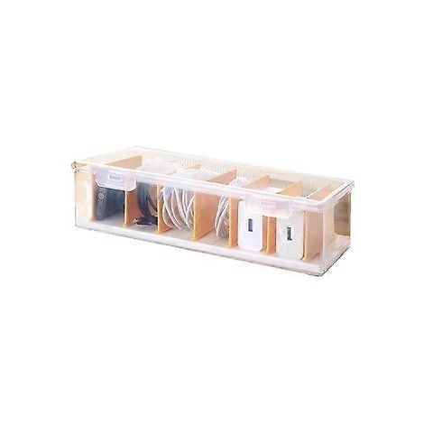 Transparente Kabelbox mit Deckel, Aufbewahrungsbox für Ladekabel, Schreibtisch-Organizer, multifunktional
