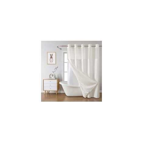 71 pouces x 75 pouces Rideau de douche gaufré double couche épais de , rideau de douche de salle de bain de couleur unie, grand anneau, rideau de salle de bain amovible imperméable de couleur unie (1/5)
