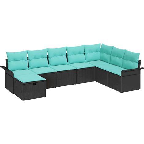 Maison Exclusive - Garten-Sofa-Set mit Kissen 8 pcs Schwarz Poly