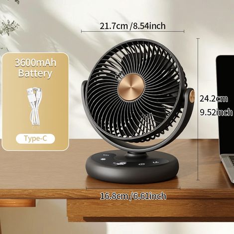 Ventilateur USB portable pour poussette (noir, 3600 mAh). (1/5)