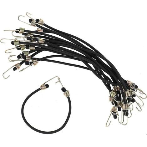 Confezione da 15 piccole corde elastiche con ganci, corde elastiche da 9 pollici con ganci in acciaio inossidabile, mini corde elastiche in gomma per campeggio, tende, teloni per motociclette, carico (1/3)