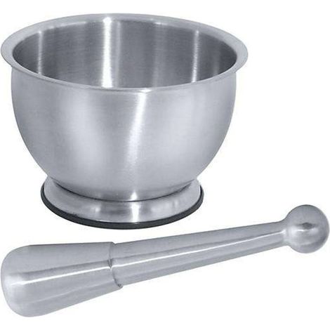 Mortier et pilon, acier inoxydable, finition mate, Ø11 cm, hauteur 8 cm, 0,25 kilogramme