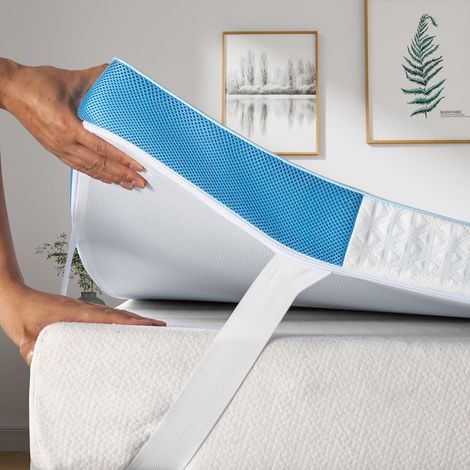 Surmatelas en gel 120 x 200 cm - Hauteur 7,6 cm - Dureté H3/H4 - En mousse froide - Pour lit à sommier tapissier, caravane, canapé-lit (1/5)