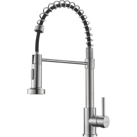 Ausziehbarer Küchenhahn – Edelstahl 304, 360° schwenkbar, 2 Wassermodi (Strahl/Fluss), 40 cm Schlauch, schnelle Installation, Einhebel