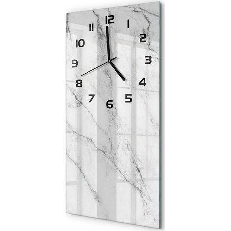 Horloge Murale Rectangulaire Verticale en Verre Trempé Silencieuse Moderne Marbre 30x60 cm (1/5)