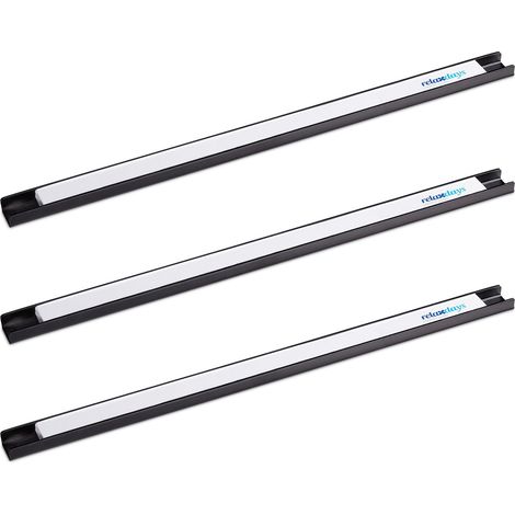 9 x Magnetleiste, für Werkzeug, stark magnetisch, Werkstatt, Garage, Büro, Werkzeugleiste, 45 cm, Stahl, schwarz/weiß