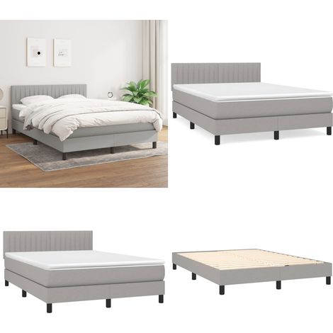 Boxspringbett mit Matratze Hellgrau 140x200 cm Stoff - Boxspringbett - Doppelbett - Schlafsofa - Bettenrahmen - Lattenrost - Home & Living