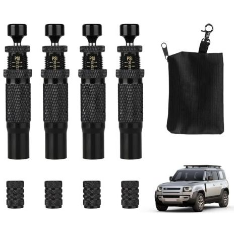 Set di 4 sgonfiagomme regolabili – Realizzati in ottone rinforzato per tutti i terreni – Valvola di rilascio dell'aria automatica migliorata – Valvola per sgonfiaggio rapido degli pneumatici dell'auto (1/5)