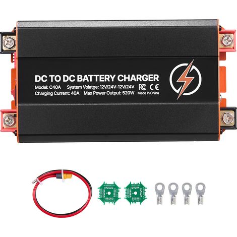 Mophorn Cargador de batería CC a CC, 520 W, con capacidad de carga integrada de 40 A, diseñado para estaciones de energía portátiles y compatible con baterías de plomo-ácido, 12 V/24 V a 12 V/24 V (1/5)