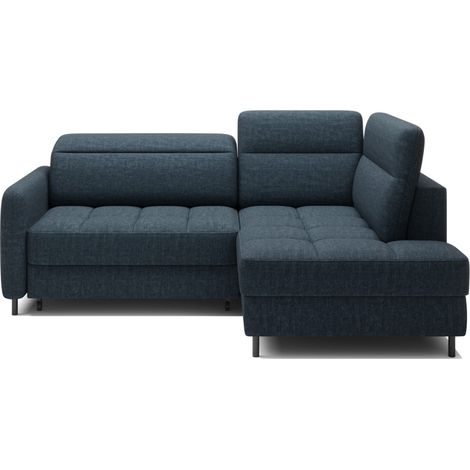 Divano letto angolare destro convertibile BARNEA 208 cm blu scuro con contenitore (1/5)
