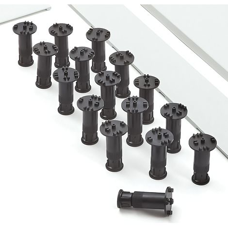 Pack of 16 Milano slate effect shower tray feet – Round design for above floor plumbing – Durable polypropylene construction – 30mm height