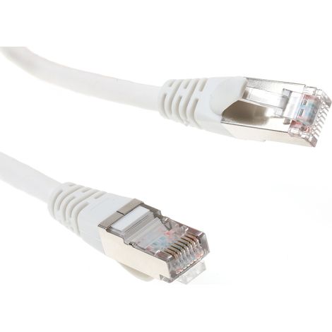 Câble Ethernet cat 5e Avec connecteur gaine PVC Blanc / , Aluminium, 3m ( Prix pour 1 )