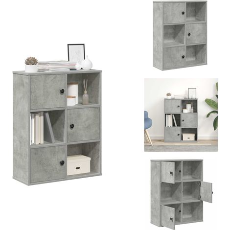 Bibliothèque gris béton 60x24x76,5 cm bois d'ingénierie - Bibliothèque - Bibliothèques - Étagère À Livres - Armoire De Rangement (1/5)