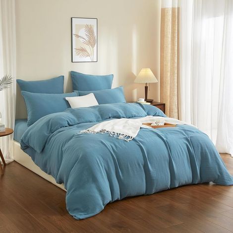 Bedding Set Duvet Cover 140x200 cm Cotton Gauze Pillowcase 65x65 cm Zipper Closure Adult Child's Bedroom
