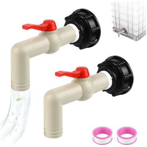 2 Stück Tankhahn 1000L Tankadapter S60x6 Grobgewinde IBC Tankadapter 1" IBC Tankanschluss Regenwassersammler Wasserhahn (1/5)