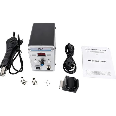 Pistola de aire caliente, temperatura ajustable, pantalla LED, 858D (1/2)