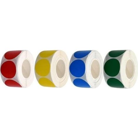 Lot de 2000 Étiquettes Adhésives Rondes Multicolores (Rouge, Jaune, Vert, Bleu) – Autocollants Imperméables et Amovibles pour Organisation, Bricolage et École (1/4)