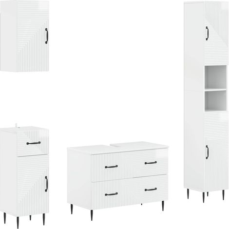 Maison Exclusive - Set di Mobili da Bagno da 4 Pezzi HAARLEM Bianco Lucido (1/5)
