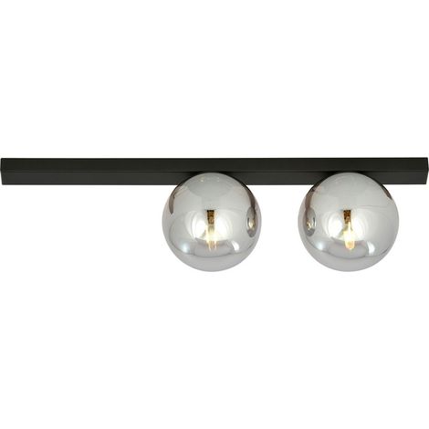 Lampada a Soffitto Fit, Acciaio verniciato a polvere, Vetro, Nero, Grigio, 60x17x14 cm (1/5)