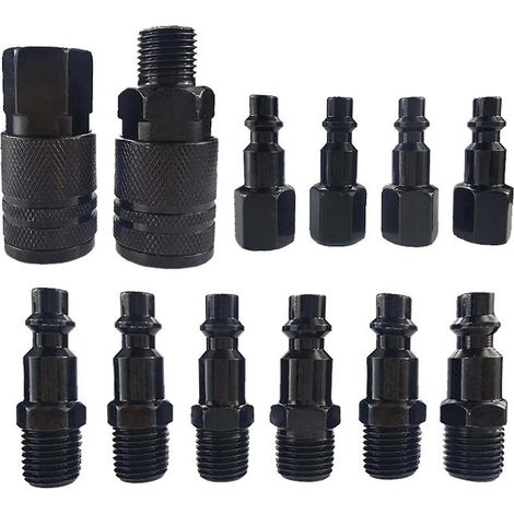12-teiliges 1/4"-NPT-Luftkupplungs- und Stecker-Set, industrielles Schnellkupplungsset Typ D, Luftkompressorschlauch F