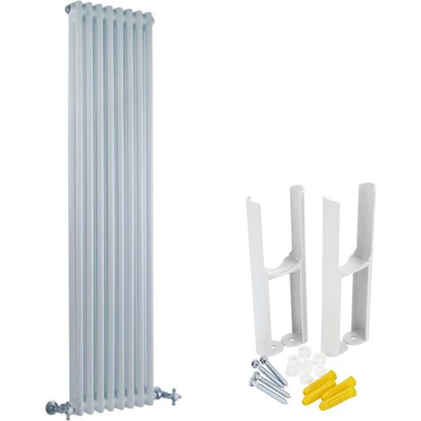 Milano Windsor White Cast Iron Style Vertical Double Column Radiator with Feet - 1500mm x 380mm (1/5)