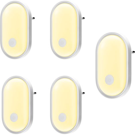 Presa elettrica per luce notturna a LED da 6 pezzi con controllo touch, lampada notturna con sensore crepuscolare e luminosità regolabile (1/5)
