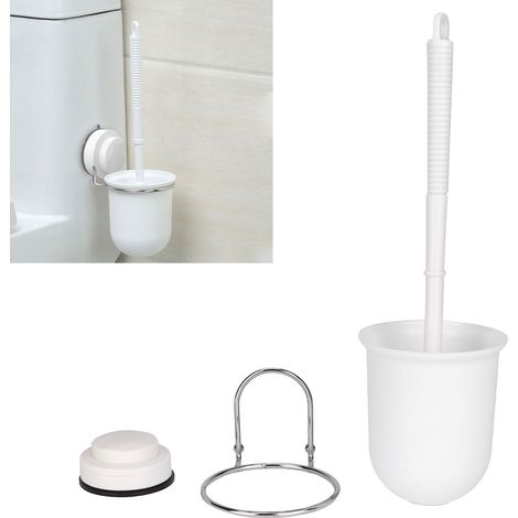 Silikon-Toilettenbürste mit schnelltrocknendem Halter, Saugnapf-Reinigungsbürste ohne Bohren, wandmontiertes Toilettenbürstenset für Badezimmer, Sanitärbürste aus Kunststoff, geeignet für Badezimmer. (1/5)