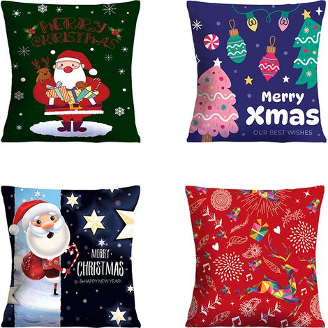 Santa Xuere Lot de 4 housses de coussin en forme de pin, 45,7 x 45,7 cm, décoration de vacances d'hiver pour canapé et canapé YMYNY (1/5)